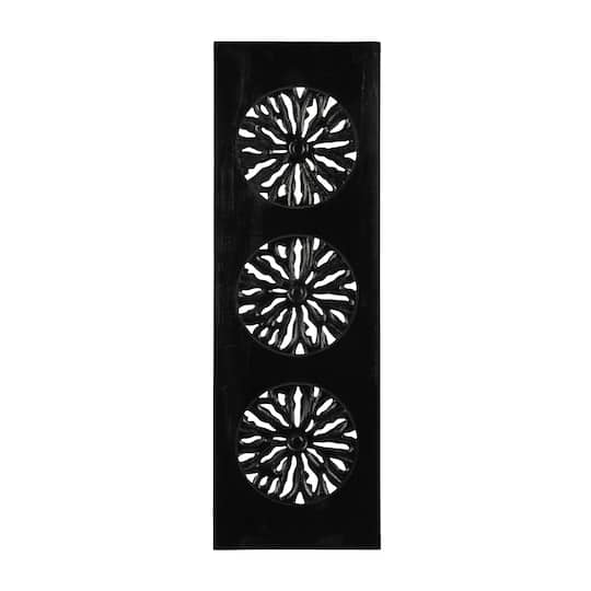 11.75" x 36" Black Wood Handmade Intricately Carved Floral Wall Decor